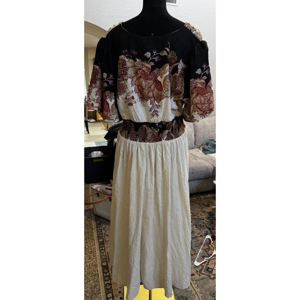 EUC Anthropologie Catalina Button Front Dress Womens Plus 1X Floral V-Neck Midi - Picture 9 of 16
